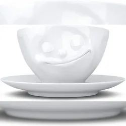 Fiftyeight Products Fiftyeight Tasse Glücklich 200 ml weiß | Kaffeetasse