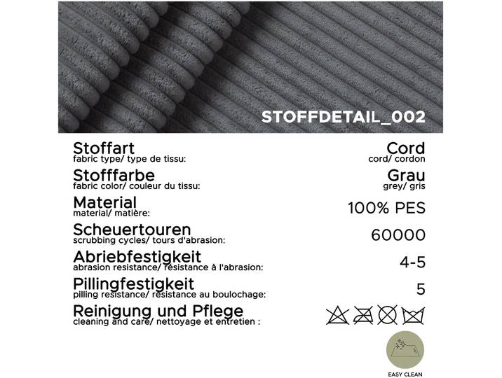 xonox.home Bolivia Sofa L-Form rechts grau B/H/T: 276x91x183cm