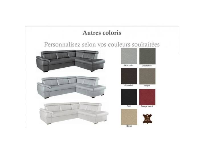 Canapé d'angle convertible en cuir italien de luxe 5/6 places TONY avec coffre couleur personnalisée angle droit