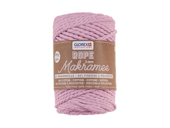 Glorex Makramee Rope Gedreht Rosa ⌀ 3 mm 250 g