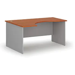 Ergonomischer Bürotisch PRIMO GRAY, 160x120 cm, links, grau/Kirsche