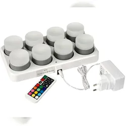Duni LED Mini Lamp, wiederaufladbar, 8er Set 48 x Ø 50 mm 13 Std. Weiß, 1 Stk/Krt (1 x 1 Stk)