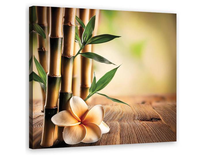 Feeby Wandbild bambus zen blumen, Gelb, Orientalisch, Rechteckig, 50x50 cm, Bilder & Rahmen, Bilder, Leinwandbilder