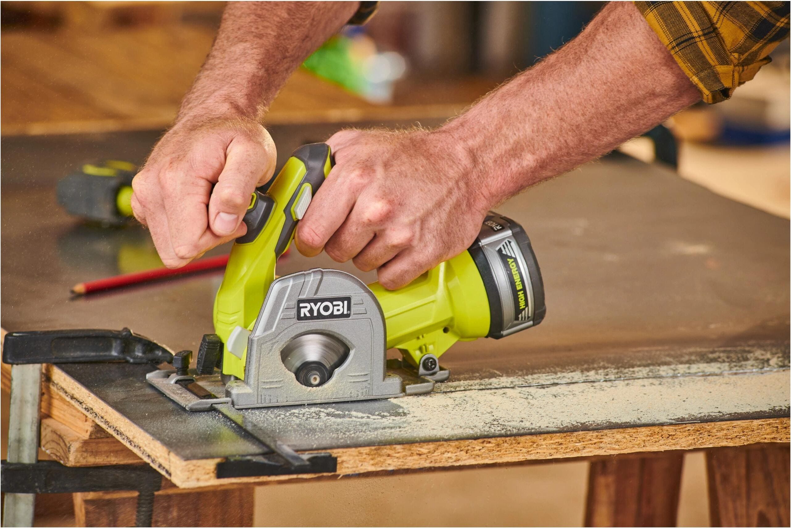 Tauchsäge RYOBI "R18 mmS-0", grün (bunt), B:85mm H:26mm L:85mm, Sägemaschinen, Tauchsäge bunt Einheitsgröße