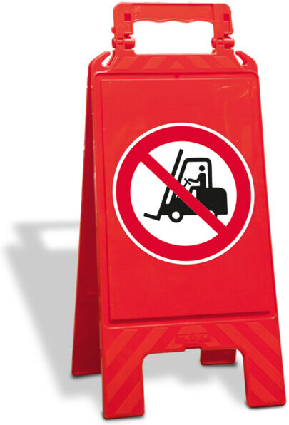 MORAVIA Panneau d’avertissement pliable en plastique rouge Symbole interdiction de chariots élévateurs (345.28.917)