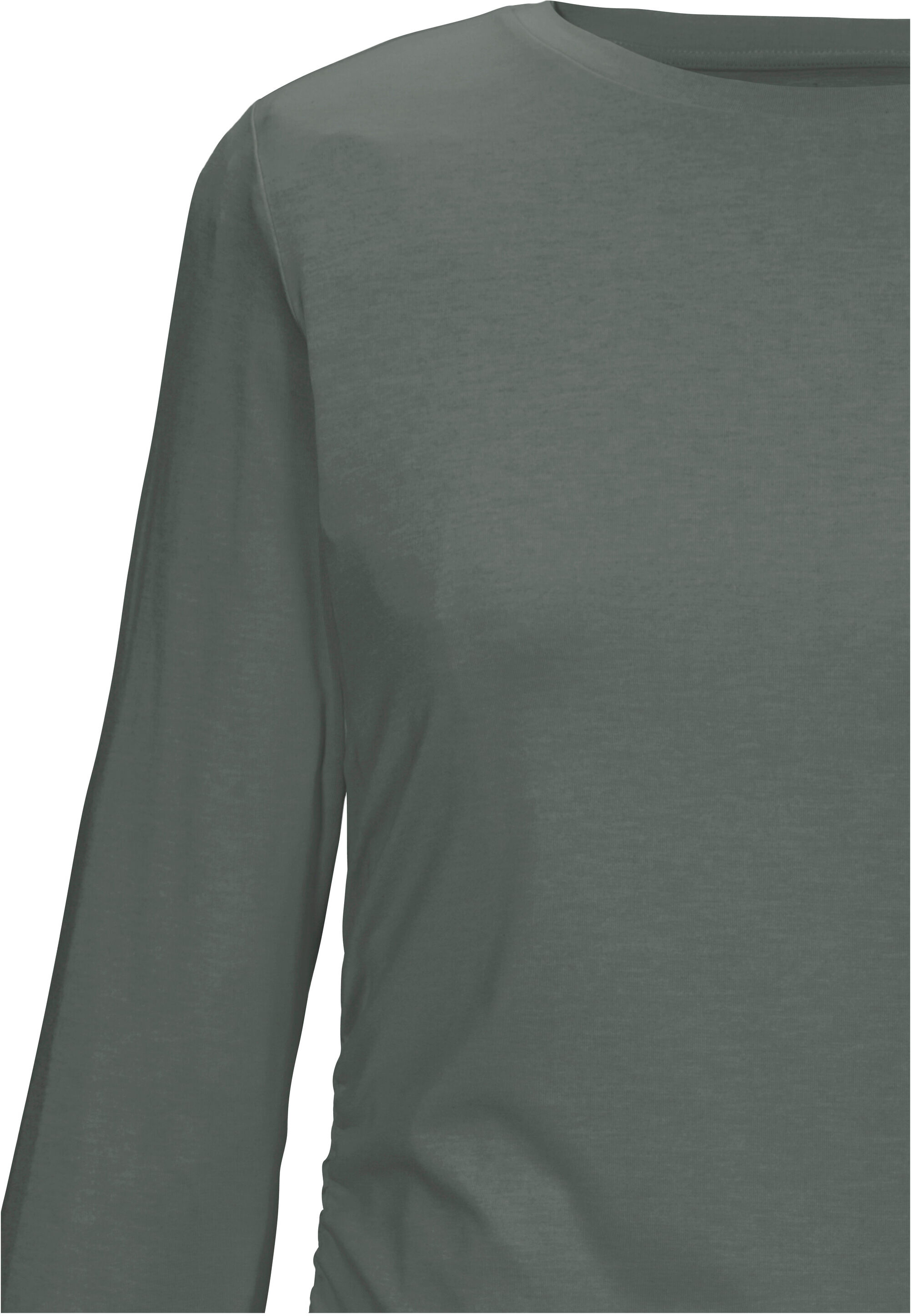 Langarmshirt KILLTEC "KOS 173 WMN LS SHRT", Damen, Gr. 42, mittelgrau, Obermaterial: 88% Polyester, 12% Elasthan, Shirts Langarmshirt, Atmungsaktiv, schnelltrocknend, dehnbar, Daumenlöcher, Raffung
