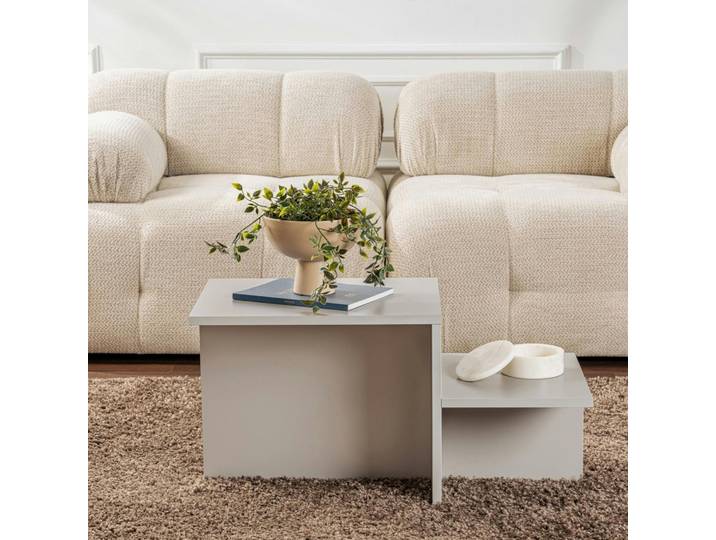 Table basse moderne double hauteur MARFA - Gris