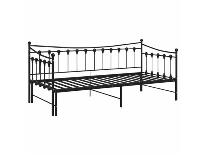 KTHLBRH Ausziehbares Bettgestell aus Metall, 90 x 200 cm, Schwarz Pulverbeschichtetes Metallgestell, Sicherheitsseitengeländer, Ausziehbett für zwei Personen, geeignet für Räume
