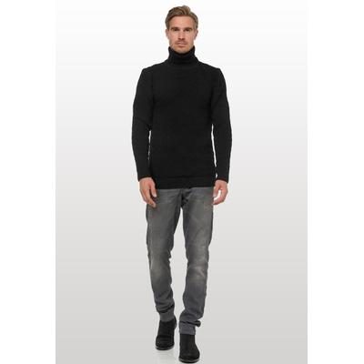 Rollkragenpullover RUSTY NEAL, Herren, Gr. XXL, schwarz, 70% Polyacryl, 30% Baumwolle, unifarben, normal, hoch geschlossener Ausschnitt, Pullover Rollkragenpullover, im angesagten Design
