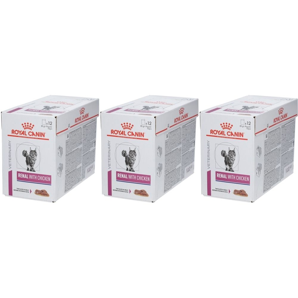 Royal Canin Veterinary Feline Renal with Chicken Nieuwe Formule Tripack 3x12x85 g Paste