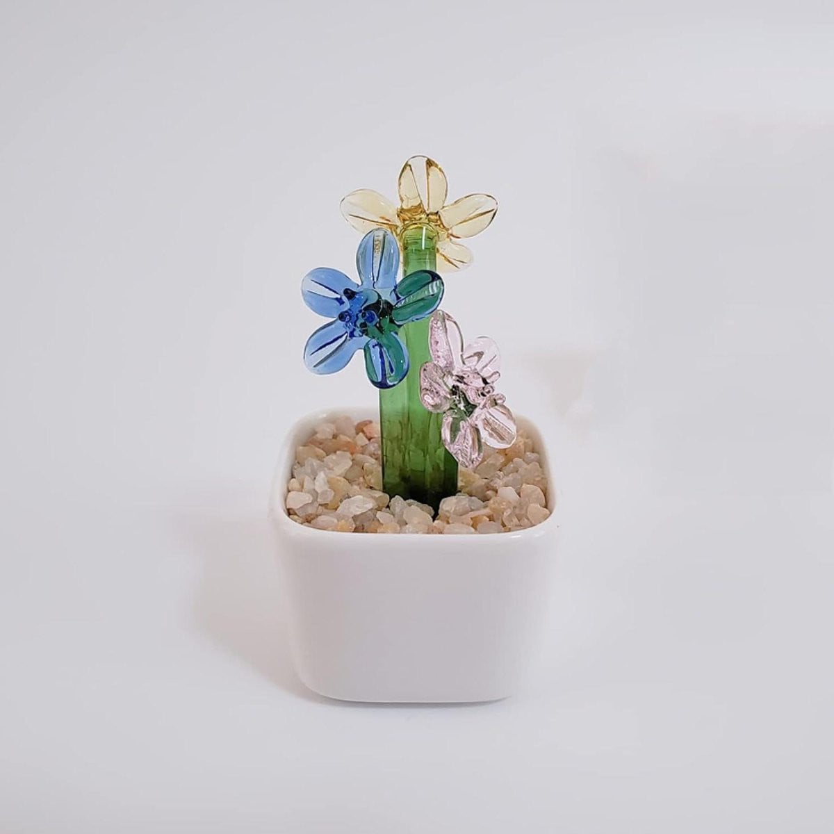 Handgemaakt kleurrijk glazen beeldje voor decoratie van je woonkamer, 10 x 5 cm