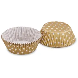 Gebäckkapsel (PAP) Sterne weiß/gold Ø50 x 30 mm