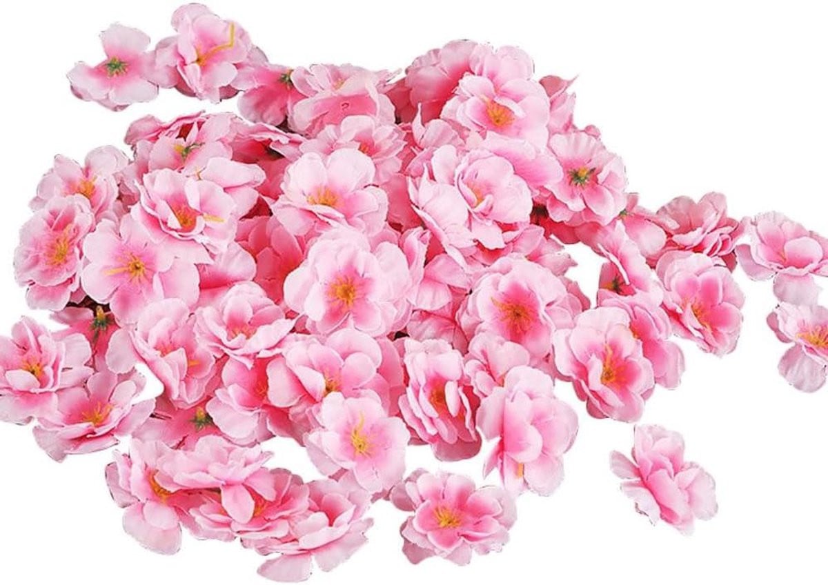 100 stuks Kunstmatige Kersenbloesem Hoofden Zijde Perzik Bloemen voor Party Decoratie