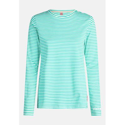 Langarmshirt SALZHAUT "Longsleeve ACHTERN", Damen, Gr. XL, blau (sanftes weiß, lagoon), Obermaterial: 95% Baumwolle CO. 5% Polyester PES., Shirts Langarmshirt