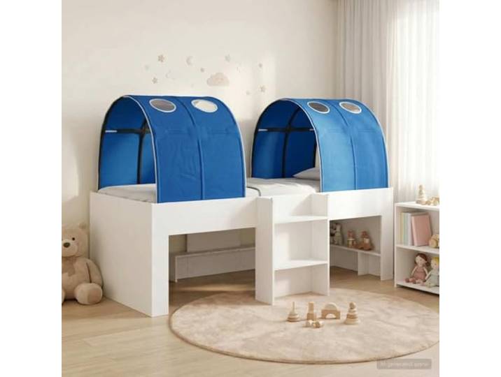 RJPLMFV Bett mit 3 Teilen, Weiß und Blau, Holz Lattenrost mit festem Lattenrost, modernes Design, langlebige Struktur, für Schlafzimmer