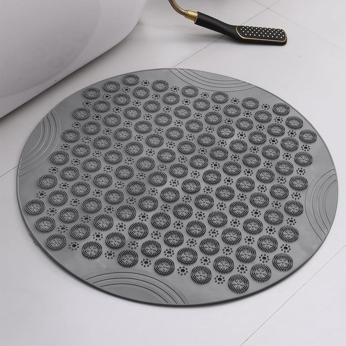 Grijs antislip douchemat met zuignappen - 55 cm