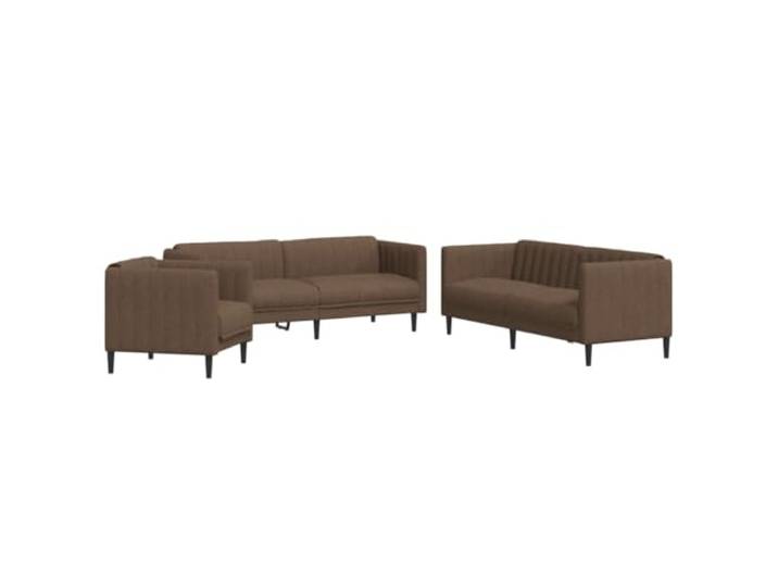 vidaXL 3-TLG. Sofagarnitur Braun Stoff