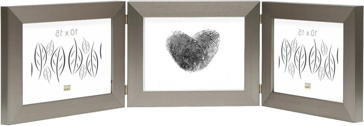 Zilveren fotolijst drievoudig collage frame voor horizontale opstelling, 10x15 cm