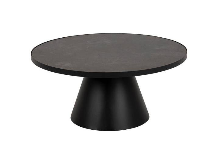 Couchtisch rund Glas/Metall Soli Schwarz