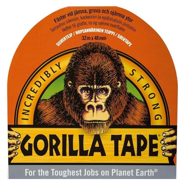 Gorilla gaffatape 48 mm x 32 meter sølv (48 mm) (38934)