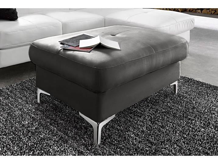Hocker, Luxus-Kunstleder, Grau, 95×47×64 cm, mit Holzuntergestell, Cotta Sammy