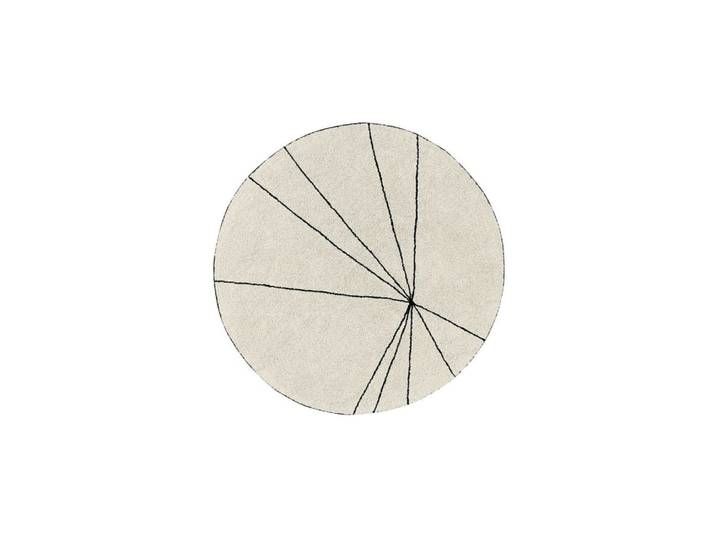 Tapis coton rond lignes graphiques beige D160
