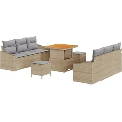vidaXL Garten-Sofa-Set mit Kissen mit Kissen 9 pcs Beige und Hellgrau
