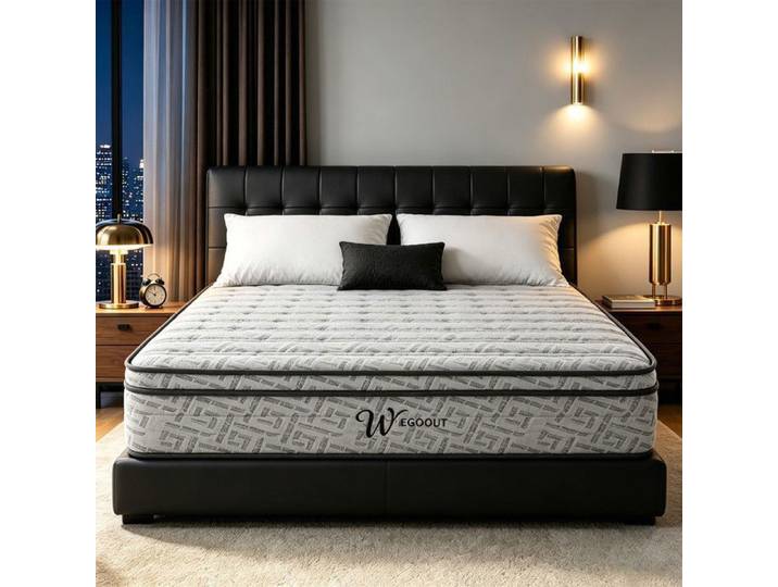 Matelas 140x200 cm Épais 30cm Mousse Mémoire et Latex Bleu Rétraction Haute Respirabilité Maximale Dureté Modérée Ergonomique