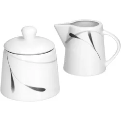Kaffeeergänzungsset Milchkännchen & Zuckerdose Lima Porzellan weiß mit Dekor