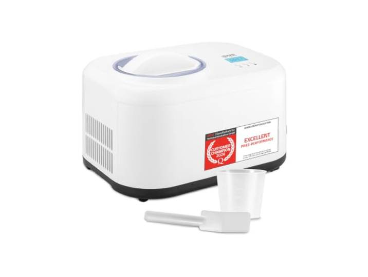 TZS First Austria - Ijsmachine 1L met Compressor 3-in-1-100W Ijsmaker Zelfkoelend voor Frozen Yoghurt, Sorbet & Roomijs - Wit