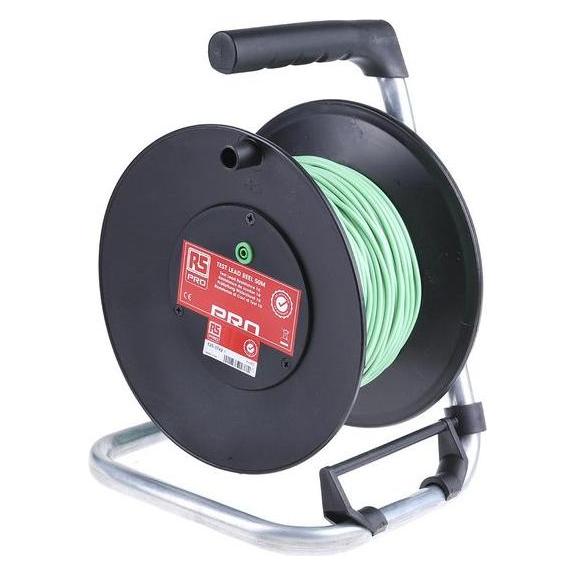 RS PRO Test Lead Extension Reel, 50 m, Green (1253742)