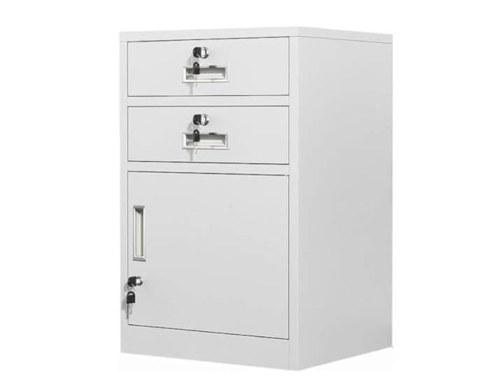 MYRTFK Abschließbarer Aufbewahrungsschrank, Metall, abschließbar, Organizer Verstellbare Einlegeböden und Schubladen – sicherer schwarzer Büroschrank für übersichtliche(White,2Drawer)