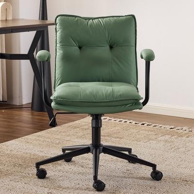 No Tufted Button Faux Leather Swivel Office Chair - N/A
