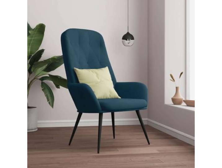 Relaxsessel Blau Samt mit Metallgestell Weicher Samtstoff,robustes Metallgestell,dekorative Rückenlinien,stilvolles Design,bequemer Sitzplatz