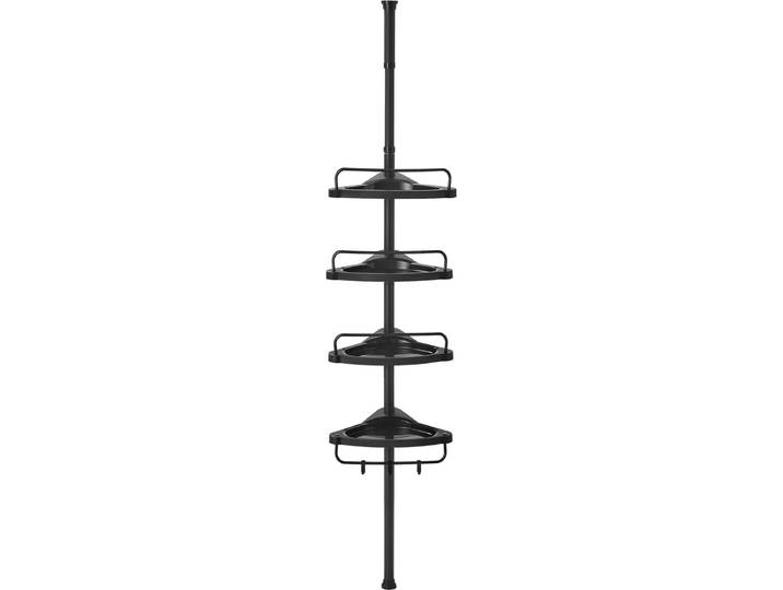 SONGMICS - doucherek - 4 bakjes - telescopisch - 85 t/m 305 cm hoogteverstelbaar - zwart