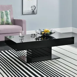 Couchtisch Lünen mit 2 Staufächern Schwarz Hochglanz [en.casa]