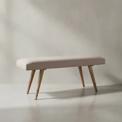 KADIMA DESIGN Sitzbank SILE: Retro-Stil, Bequeme Polsterung, Strapazierfähiger Stoffbezug, Massivholz, Anti-Rutsch-Noppen