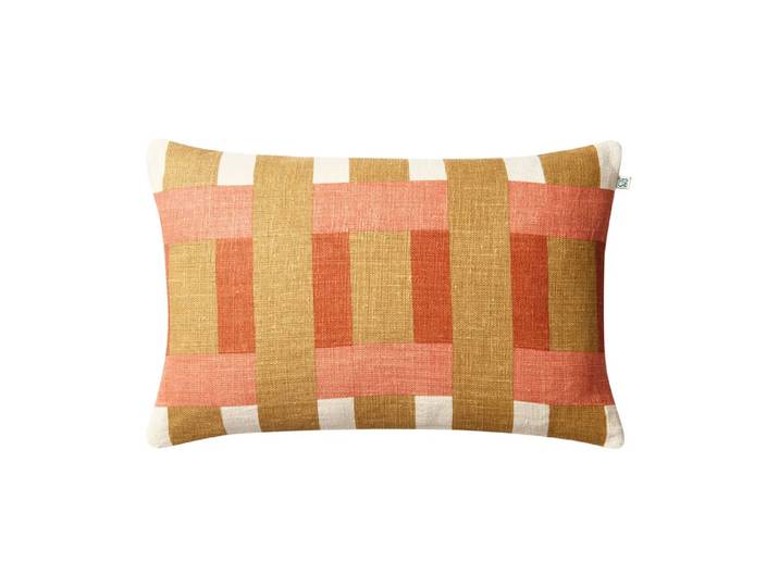Chhatwal & Jonsson Coussin Benaras Khaki-rose-apricot orange, 40x60 cm