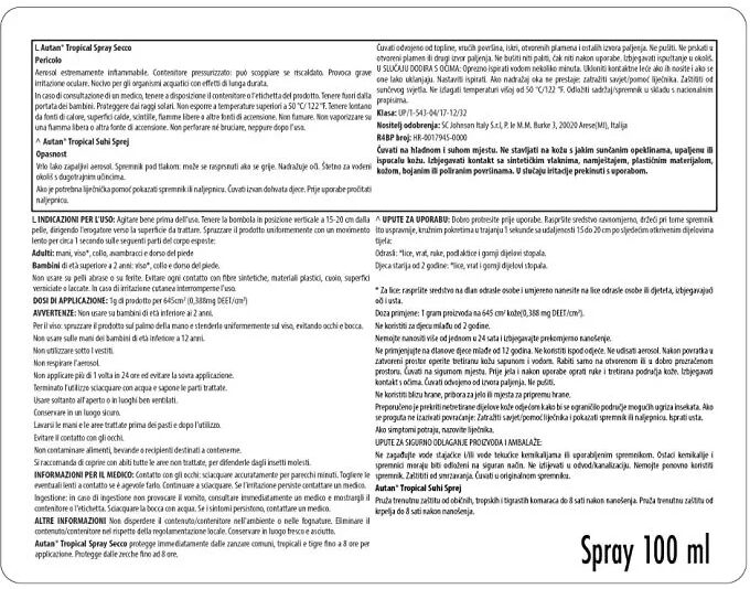 AUTAN TROPICAL SPRAY SECCO