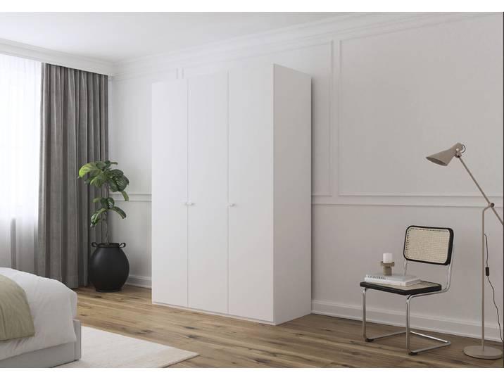 Drehtürenschrank Liora 151cm Weiß/Alpinweiß Comfort