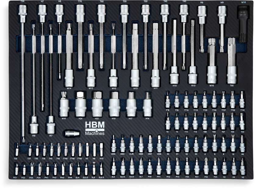HBM module avec jeu de douilles, jeu d’embouts 101 pièces