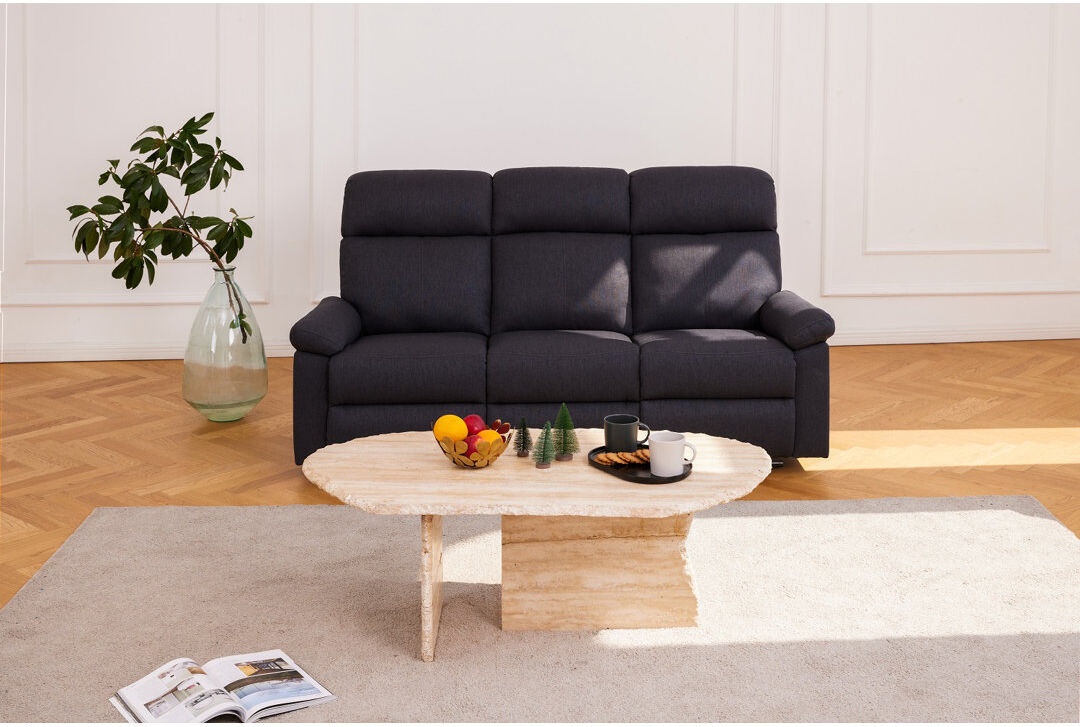 ClassicLiving Grena 3 Seater Reclining Sofa Gray 97cm H X 189cm W X 92cm D