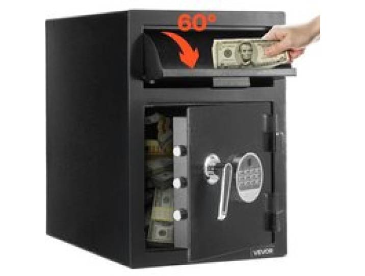 VEVOR Einwurftresor Falltresor 1,2 Kubikfuß Fallsafe mit großer Einwurfschlitz an der Vorderseite, Drop Schranktresor mit digitalem Tastenfeld & 2 Ebenen & Ersatzschlüsseln für Bargeld Bankbelege