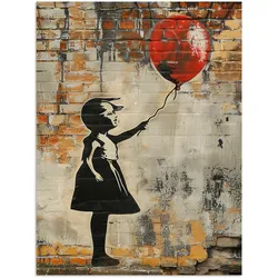 POSTER Graffiti - Banksy - Mädchen - Straßenkunst Deko Wohnzimmer 60x80 cm