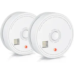 Brandson, Gefahrenmelder, 2x Rauchmelder, wechselbare 9V Blockbatterie, Smoke Detector, LED, EN14604
