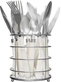 Gibson Sensations II 16 pc Plastic Handle Flatware, Red (1.2mm Tumble Finish)