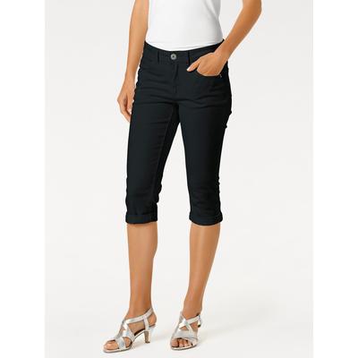 3/4-Hose HEINE, Damen, Gr. 48, Normalgrößen, schwarz, 98% Baumwolle, 2% Elasthan, unifarben, knielang, Hosen