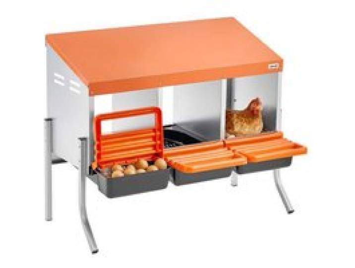 VEVOR Pondoir à Poules 3 Compartiments Nichoir à Poule Acier Galvanisé et Plastique Haute Résistance pour Différentes Races de Poules, avec Pieds de Support Espace Ponte Spacieux, 79,5x52,5x67,5 cm