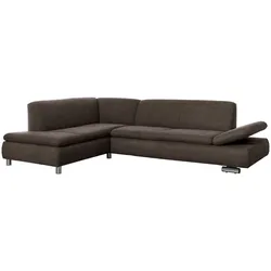 ECKSOFA mit Ottomane links Kaye Flachgewebe schoko