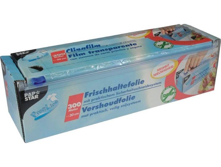 PAPSTAR Geschirr-Set Frischhaltefolie 30cmx300m PVC transparent (6 Stück)